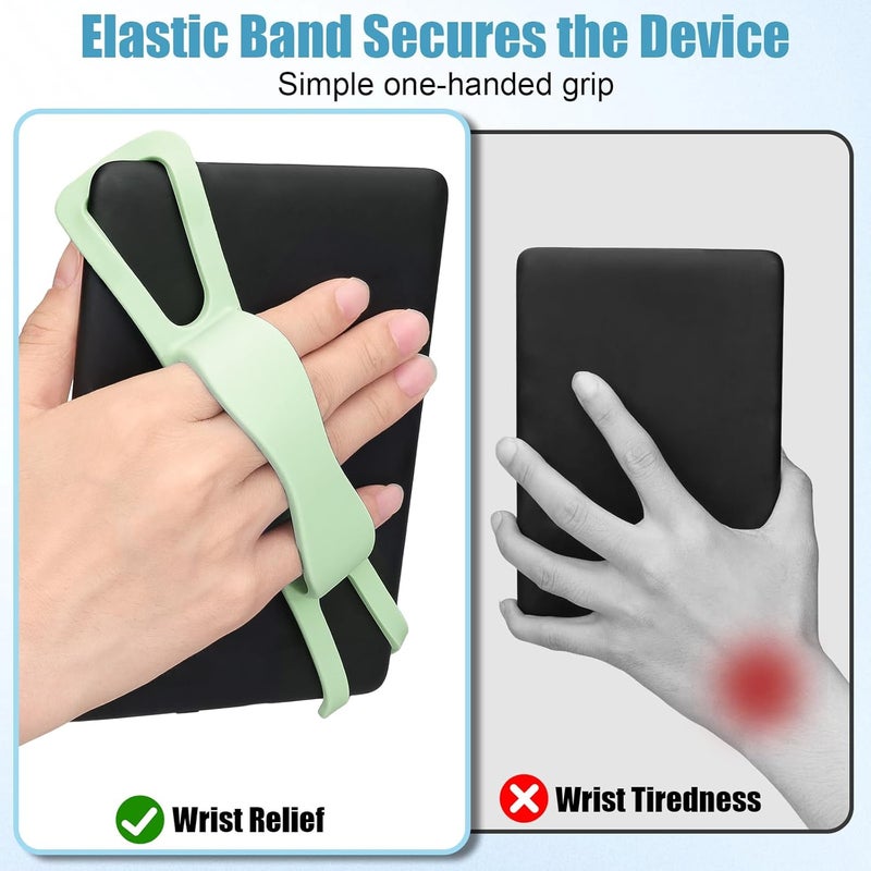 Dexspoeny 2 Pack Silicone Hand Straps for Kindle and Tablets, Secure Lightweight Finger Grip Holder for 4.7-8" Kindle Paperwhite/iPad/Samsung/Kobo/Oasis/Fire/Sony/Lenovo E-Readers (Blue+Green) - Image 5
